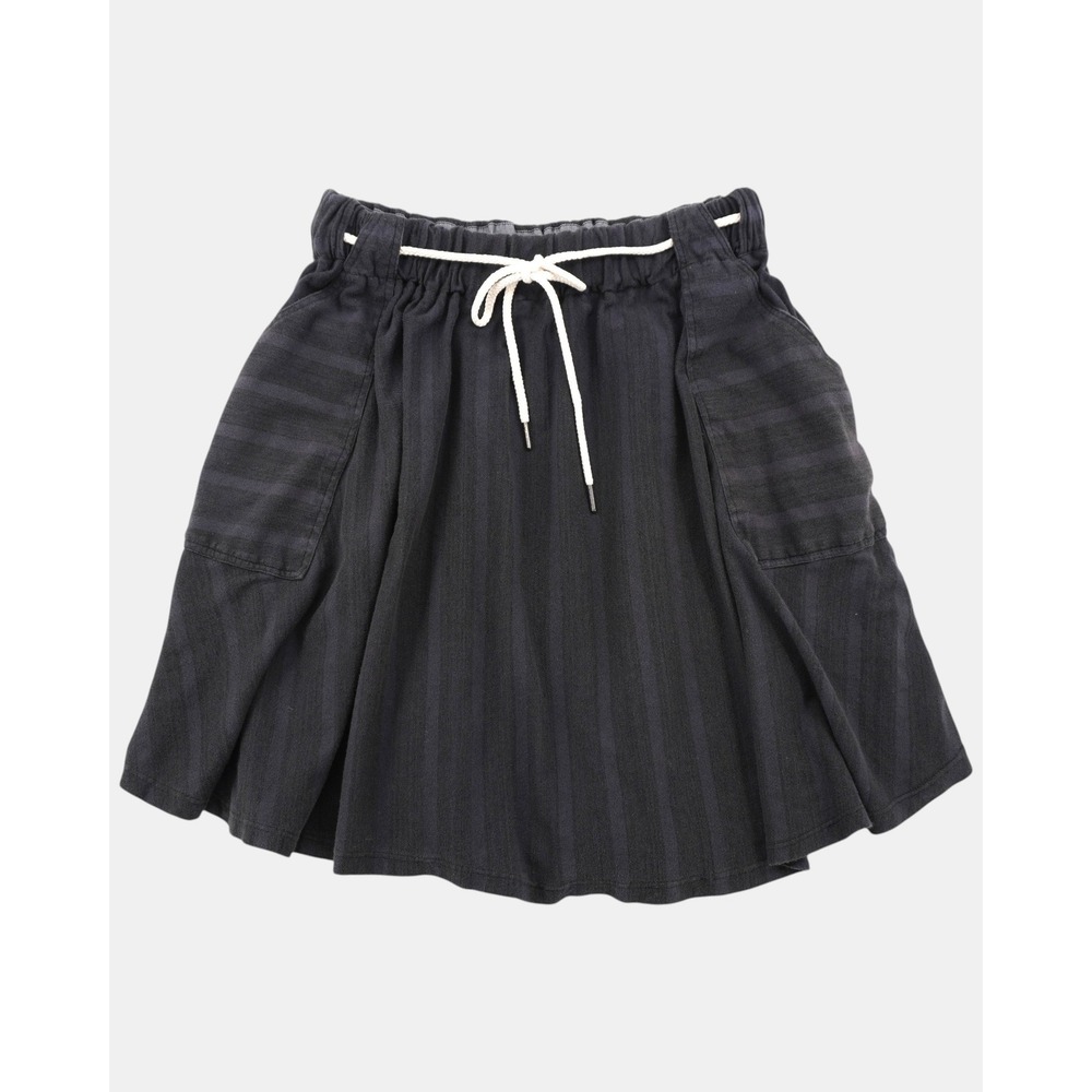 Sophomore Pleated Drawstring Skirt Women's M Black Striped Baker Pocket USA Made